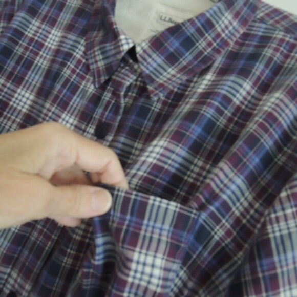 Ladies Shirt Jacket Size 1x Fuzzy Fleece Lined Plaid Cotton Shacket - L. L. Bean - Picture 7 of 9